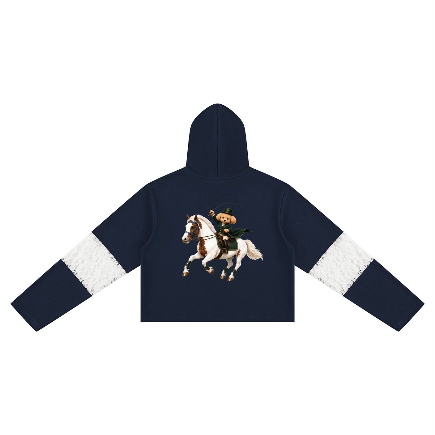 Women’s Cropped Lace-Panel Hoodie