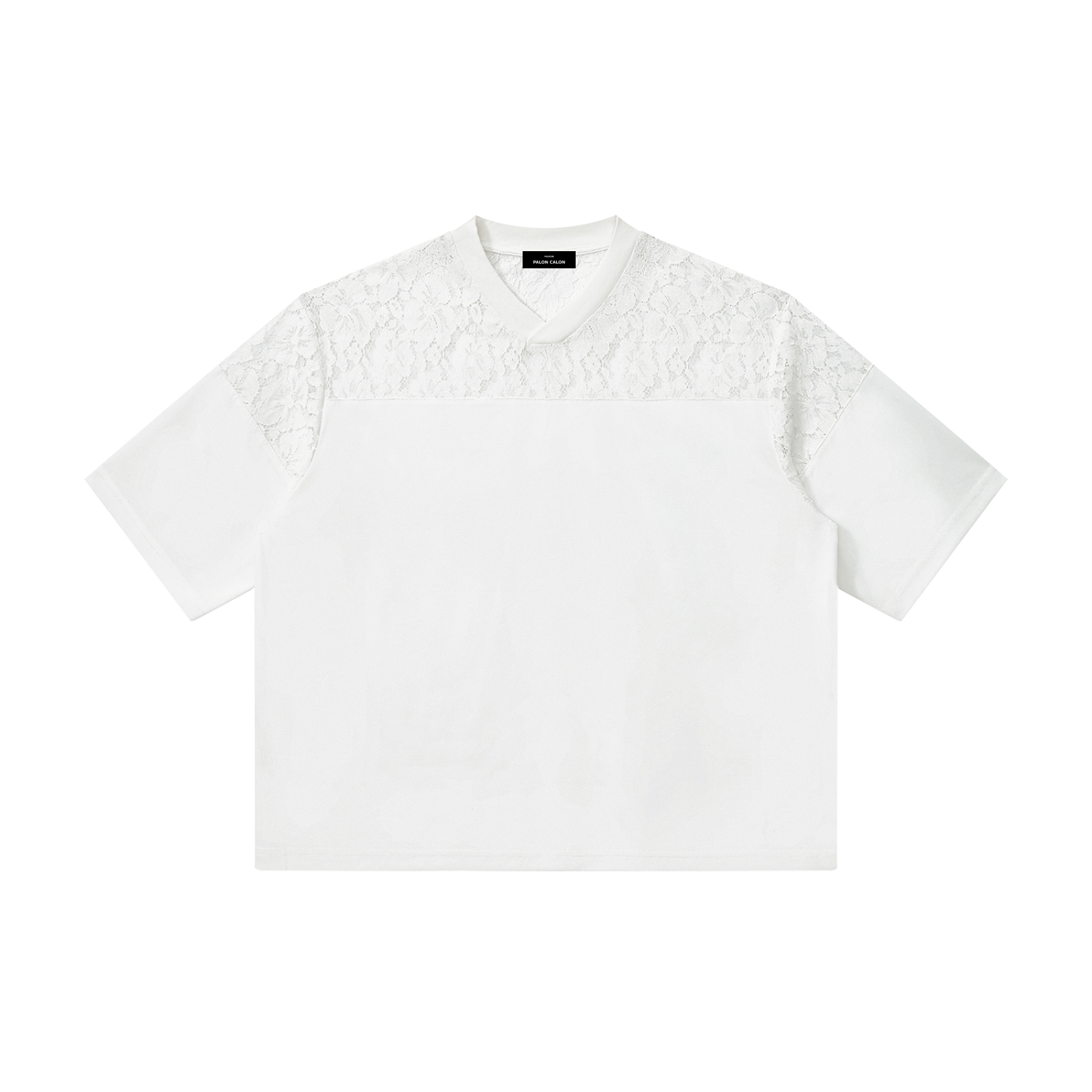 Unisex Lace Paneling V-Neck T-Shirt