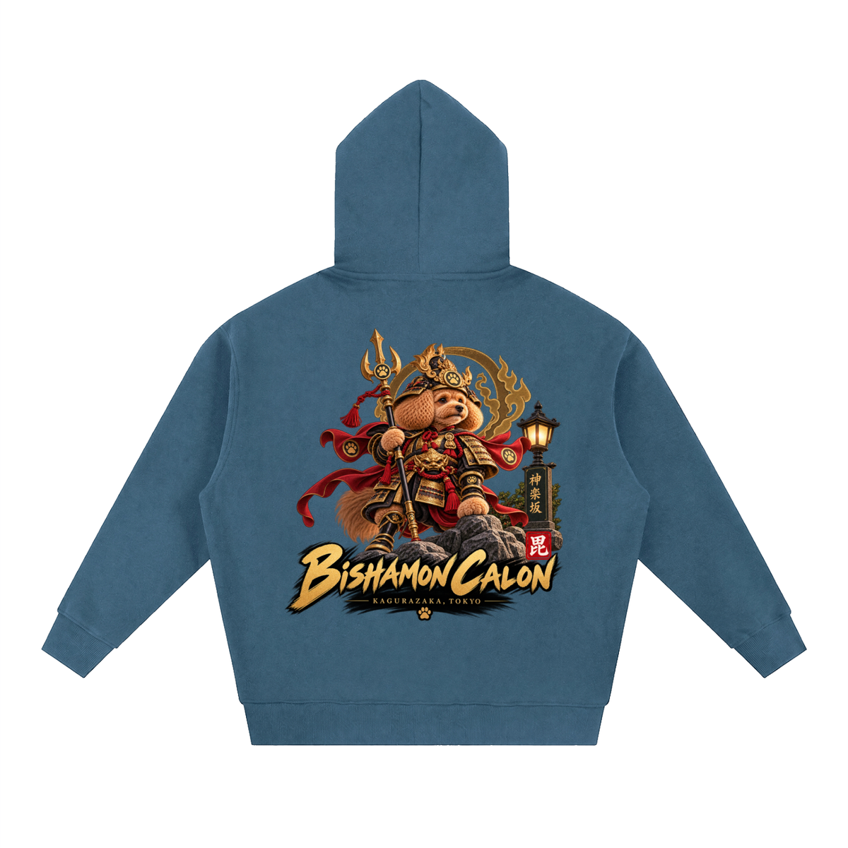KAGURAZAKA | オーバーサイズ フリース ボクシー フーディー毘沙門 | Oversized Fleece Boxy Hoodie