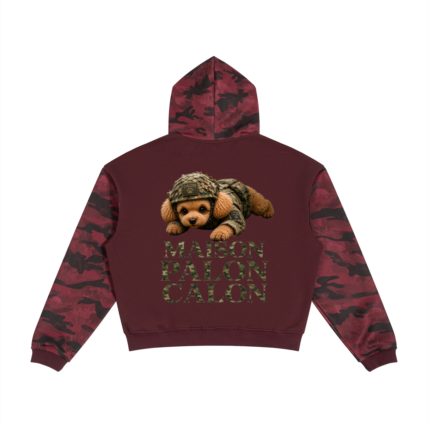 Unisex Colorblock Camo Full Zip Boxy Hoodie