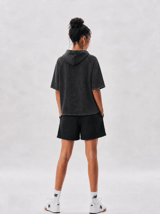 OSAKA | スノーウォッシュ フーデッド ボクシー Tシャツ | Snow Washed Hooded Boxy T-Shirt