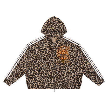 Unisex Leopard Full Zip Hoodie