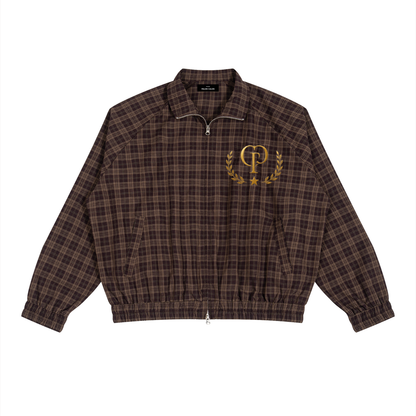 ユニセックス プレイド フルジップ トラックジャケット — Unisex Plaid Full-Zip Track Jacket