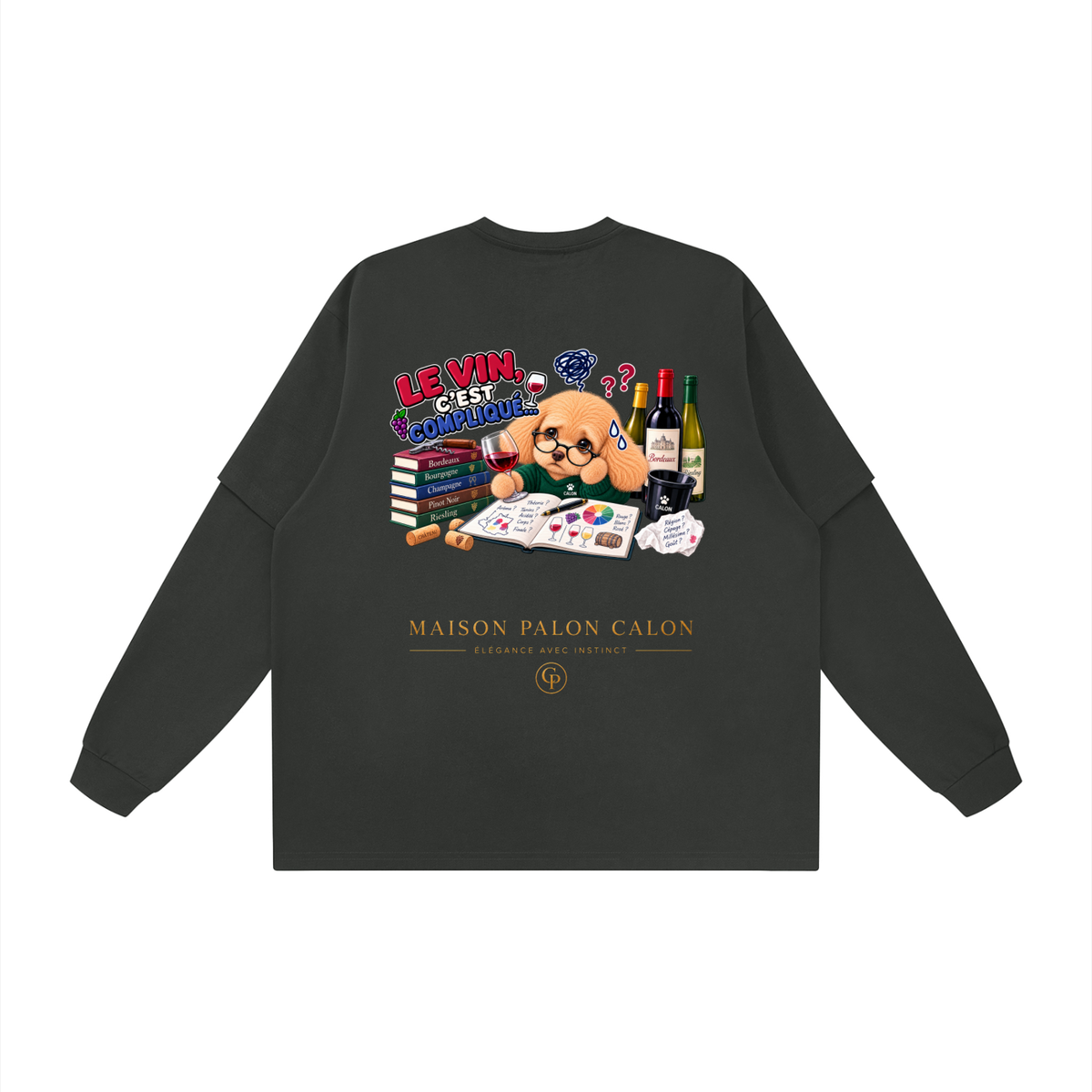 WINE SCHOLAR CALON | レイヤード オーバーサイズ Tシャツ（ユニセックス）/ Unisex Layered Oversized T-Shirt