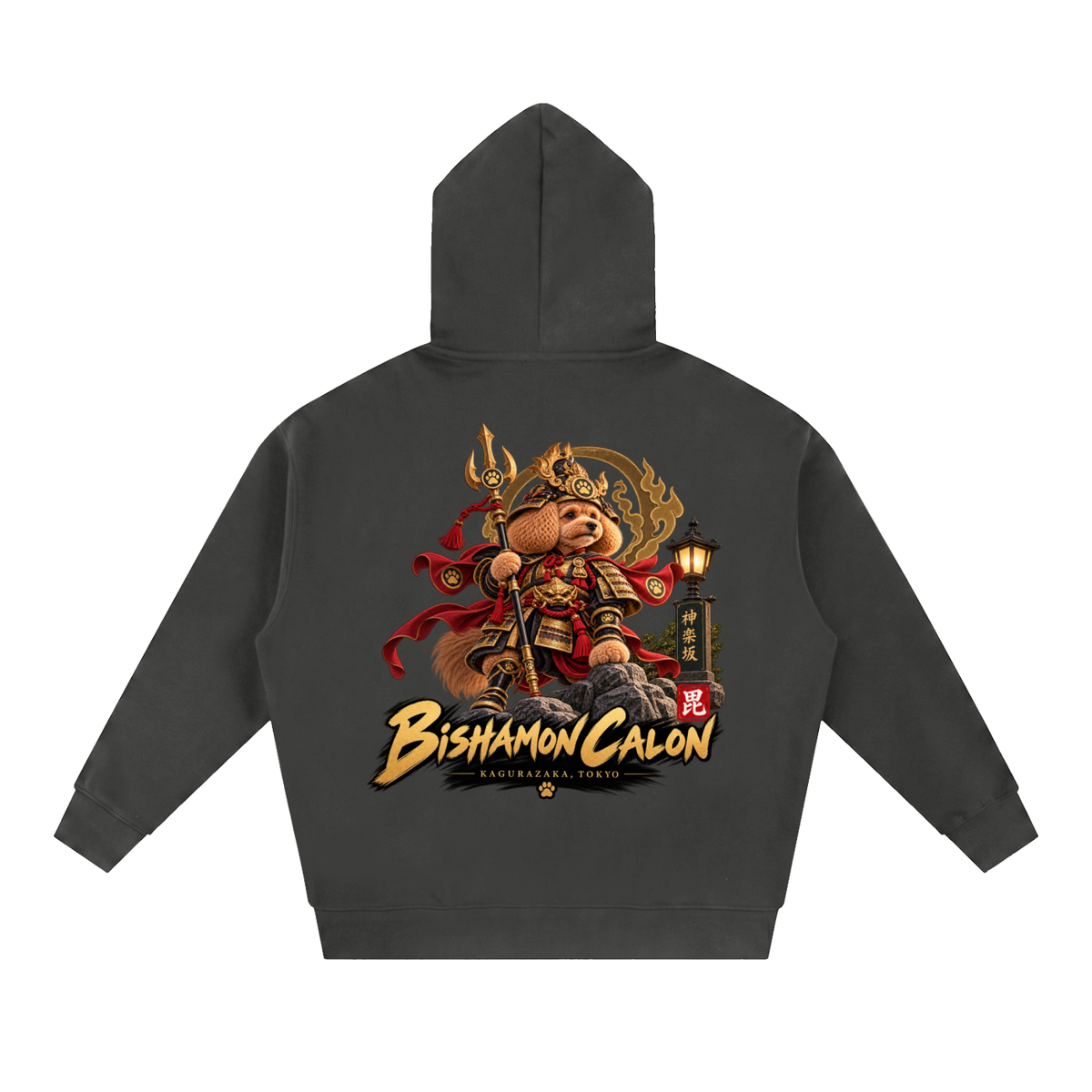 KAGURAZAKA | オーバーサイズ フリース ボクシー フーディー毘沙門 | Oversized Fleece Boxy Hoodie
