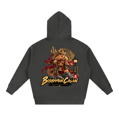 KAGURAZAKA | オーバーサイズ フリース ボクシー フーディー毘沙門 | Oversized Fleece Boxy Hoodie