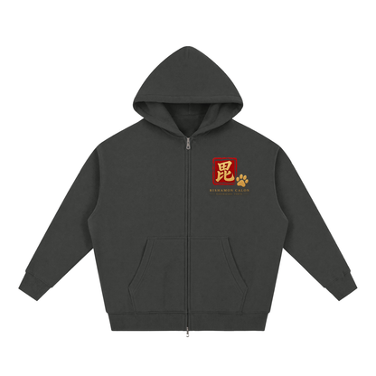 KAGURAZAKA | オーバーサイズ フリース ボクシー フーディー毘沙門 | Oversized Fleece Boxy Hoodie