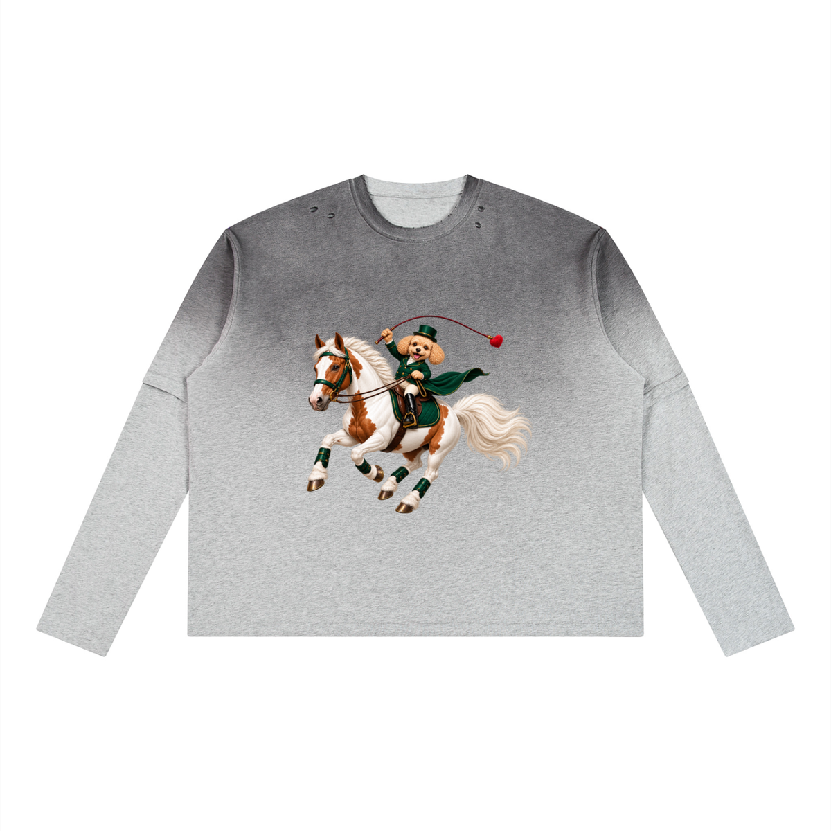 EQUESTRIAN CALON | ユニセックス ヴィンテージウォッシュ レイヤード ロングスリーブ Tシャツ — Unisex Vintage Wash Layered Long-Sleeve T-Shirt