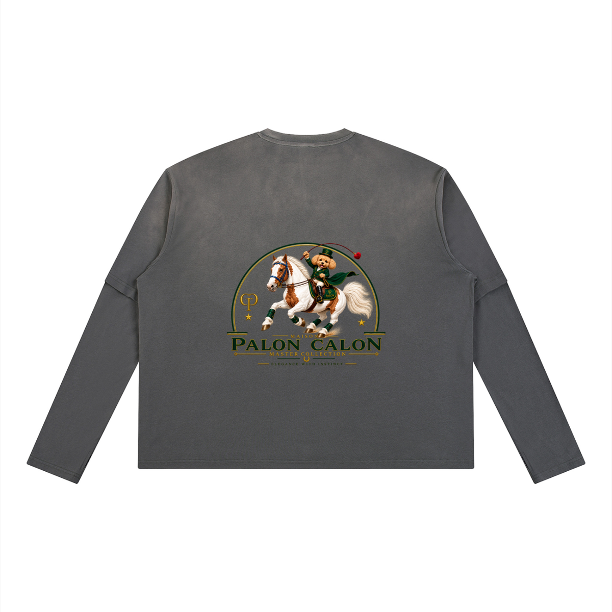 EQUESTRIAN CALON | ユニセックス ヴィンテージウォッシュ レイヤード ロングスリーブ Tシャツ — Unisex Vintage Wash Layered Long-Sleeve T-Shirt
