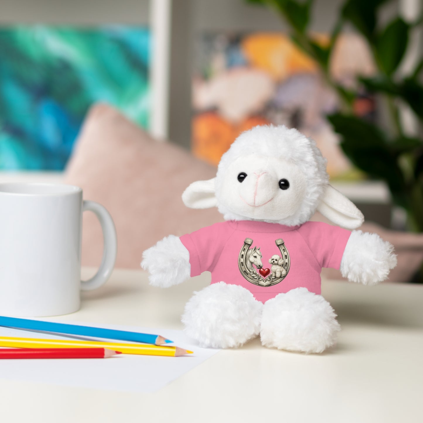 Brown Teddy Bear with Horseshoe Tee — Lucky Love Plush Gift