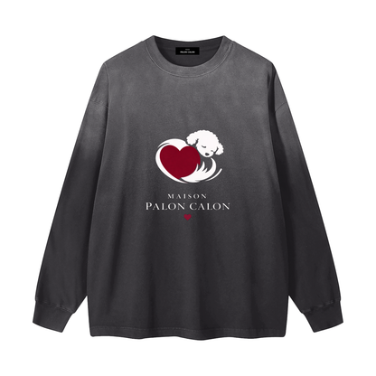 ユニセックス グラデーション ウォッシュ ロングスリーブ Tシャツ | 色の流れを、軽やかにまとわせる