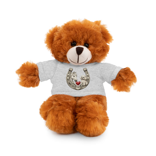 Brown Teddy Bear with Horseshoe Tee — Lucky Love Plush Gift