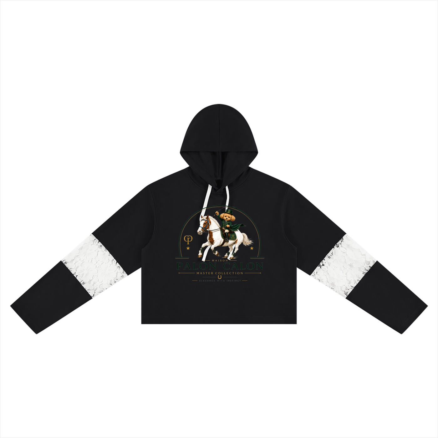 Women’s Cropped Lace-Panel Hoodie