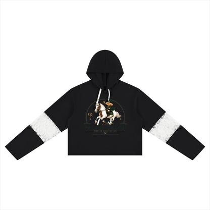 Women’s Cropped Lace-Panel Hoodie