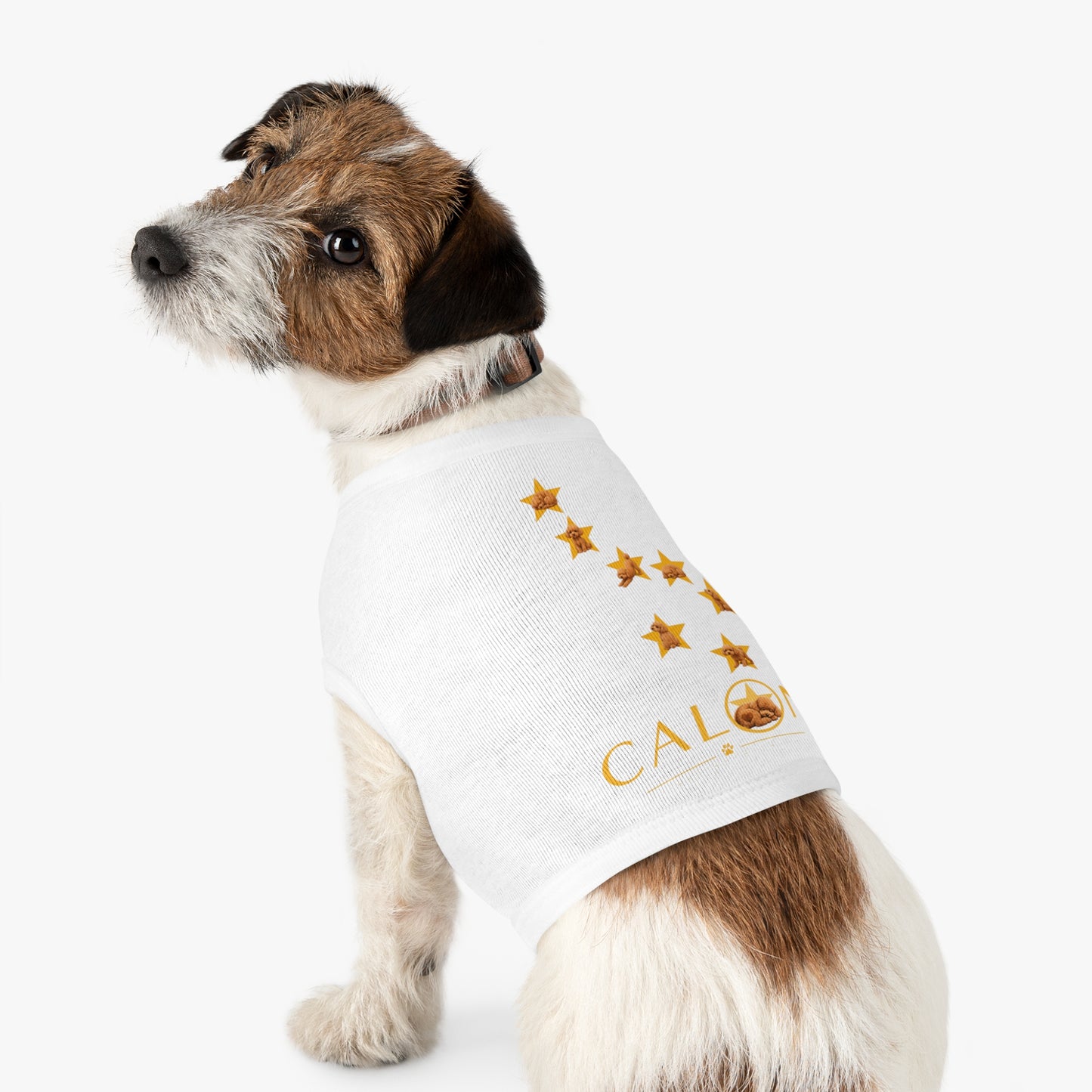 CALON ペット タンクトップ — Gold Star Paw Print Dog Shirt