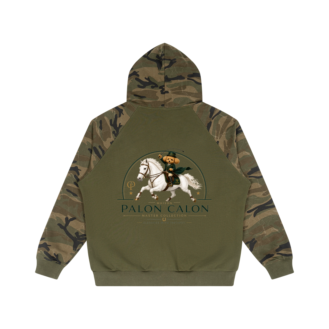 ユニセックス カモスプライス ラグラン ジップフーディー — Unisex Camo-Splice Raglan Zip Hoodie