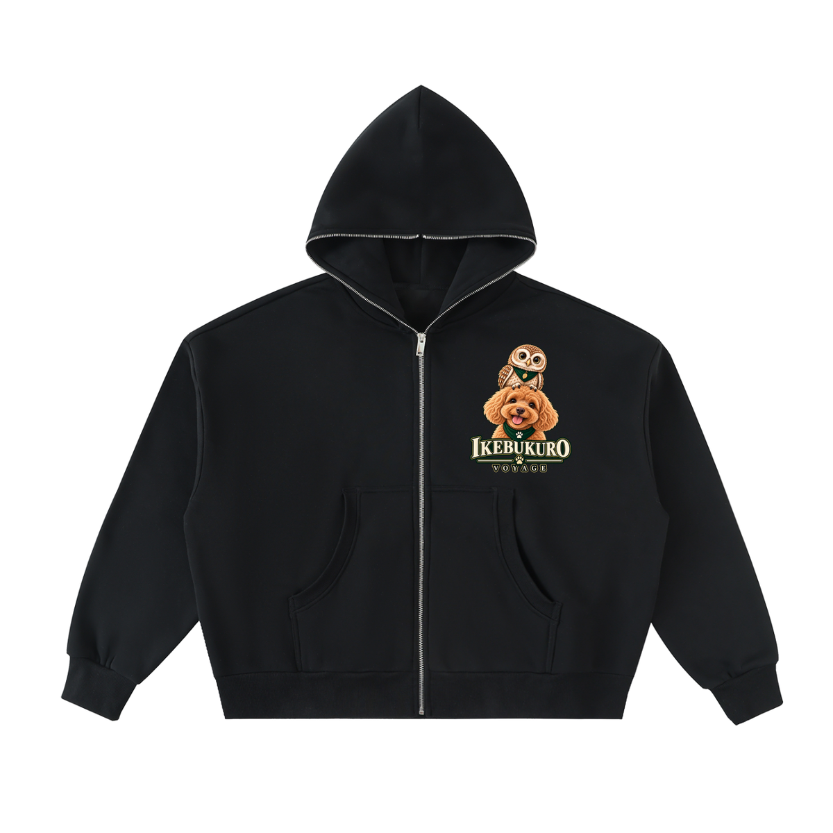 IKEBUKURO | フリース裏地 ボックスシルエット フルジップパーカー / Fleeced Full-Zip Boxy Hoodie
