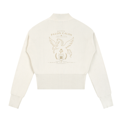ウィメンズ モックネック ジップアップ カーディガン — Women's Mock Neck Zip-Up Cardigan