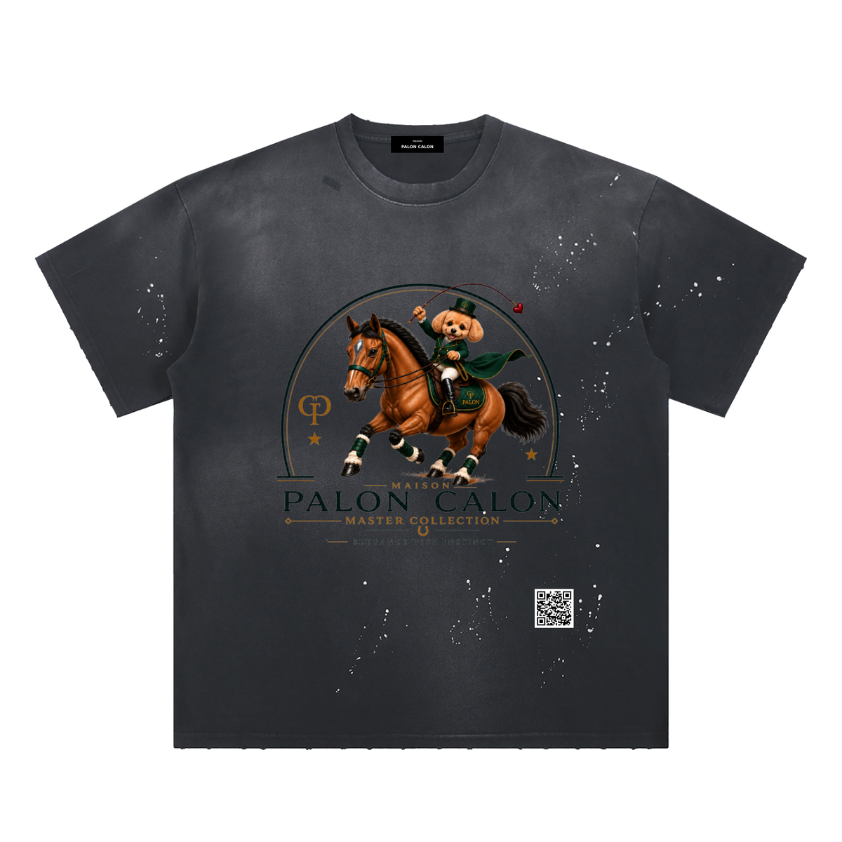 EQUESTRIAN CALON | ハンドフレイヤード サンフェード ペイントスプラッター Tシャツ / Hand-Frayed Sunfade Paint Splatter T-Shirt