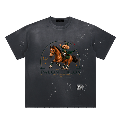 EQUESTRIAN CALON | ハンドフレイヤード サンフェード ペイントスプラッター Tシャツ / Hand-Frayed Sunfade Paint Splatter T-Shirt