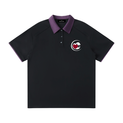 Contrast Collar Raglan Polo Shirt