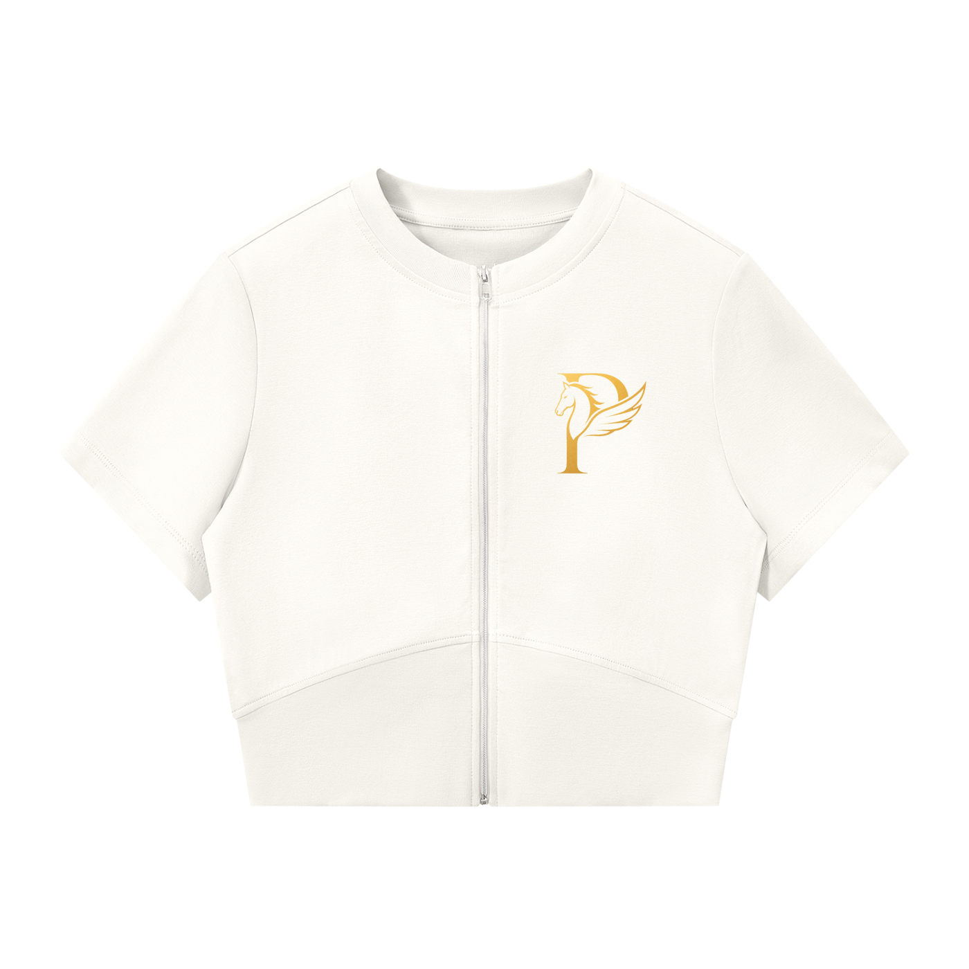 ウィメンズ パネリング フルジップ クロップT — Women's Paneling Full-Zip Crop T-Shirt
