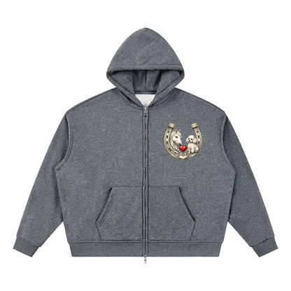 Unisex Sparkles Full Zip Boxy Hoodie