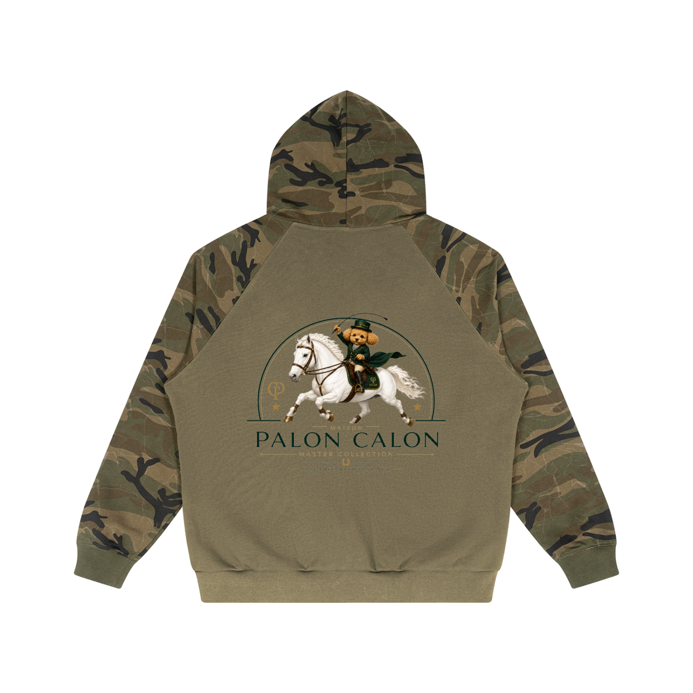 ユニセックス カモスプライス ラグラン ジップフーディー — Unisex Camo-Splice Raglan Zip Hoodie