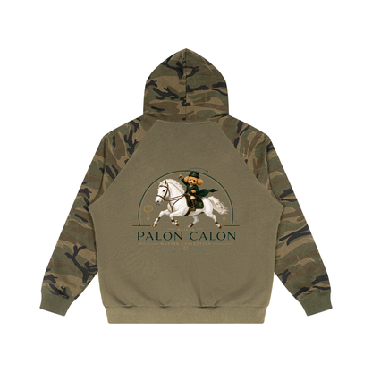 ユニセックス カモスプライス ラグラン ジップフーディー — Unisex Camo-Splice Raglan Zip Hoodie