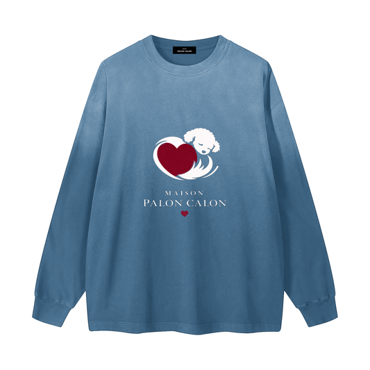 ユニセックス グラデーション ウォッシュ ロングスリーブ Tシャツ | 色の流れを、軽やかにまとわせる