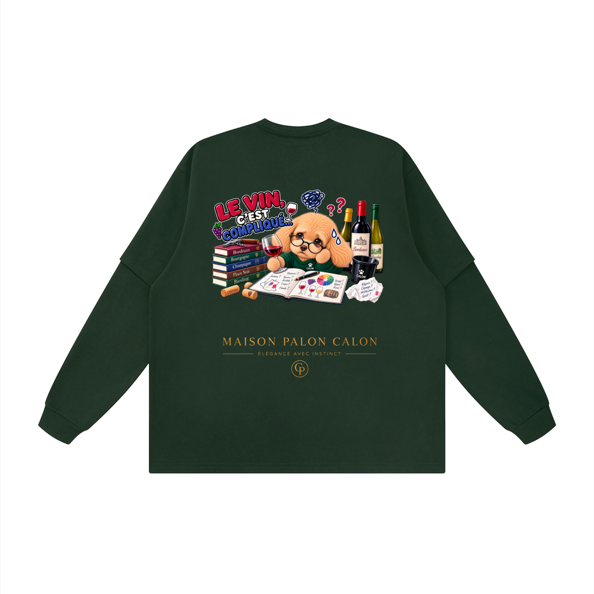 WINE SCHOLAR CALON | レイヤード オーバーサイズ Tシャツ（ユニセックス）/ Unisex Layered Oversized T-Shirt