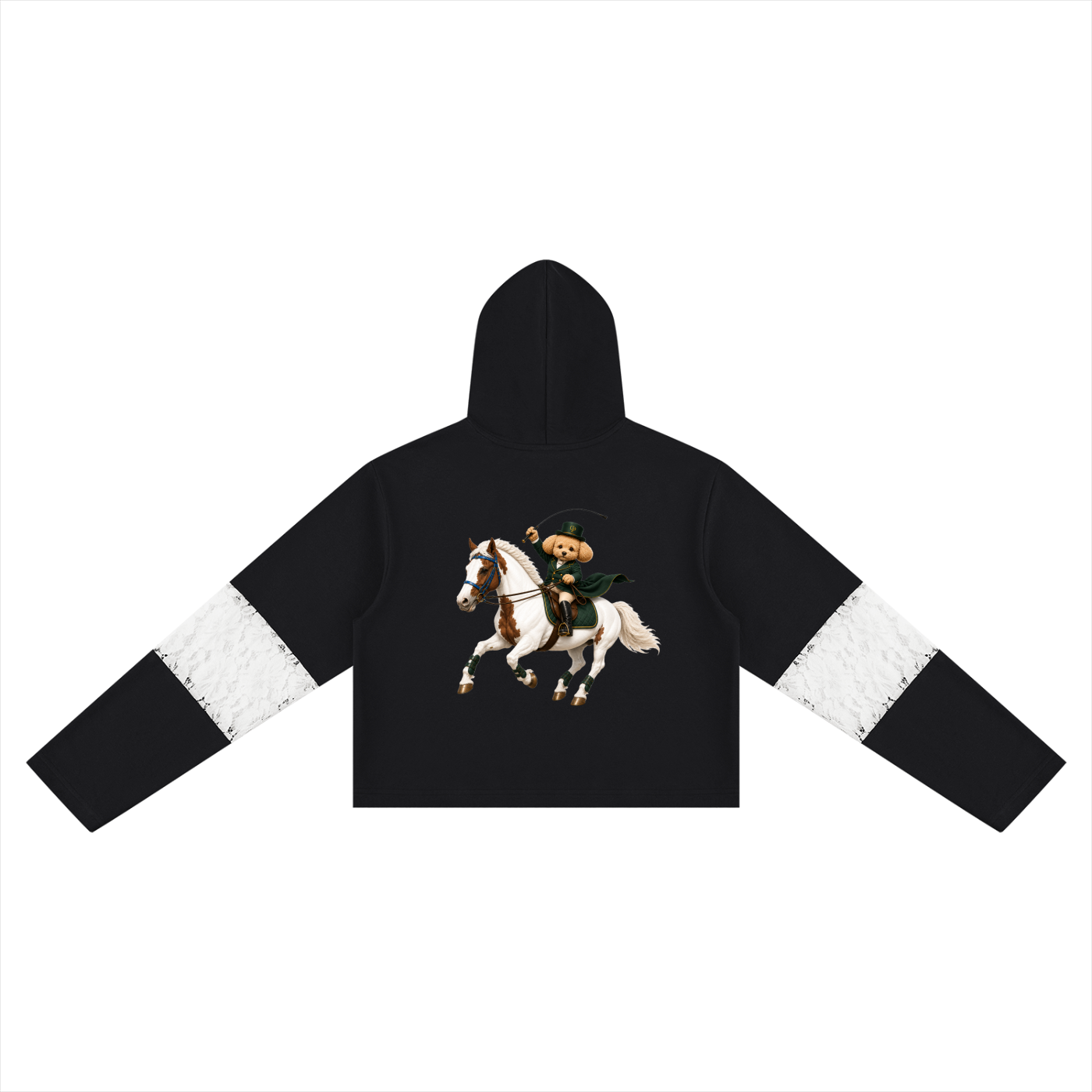Women’s Cropped Lace-Panel Hoodie