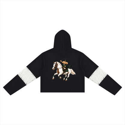 Women’s Cropped Lace-Panel Hoodie