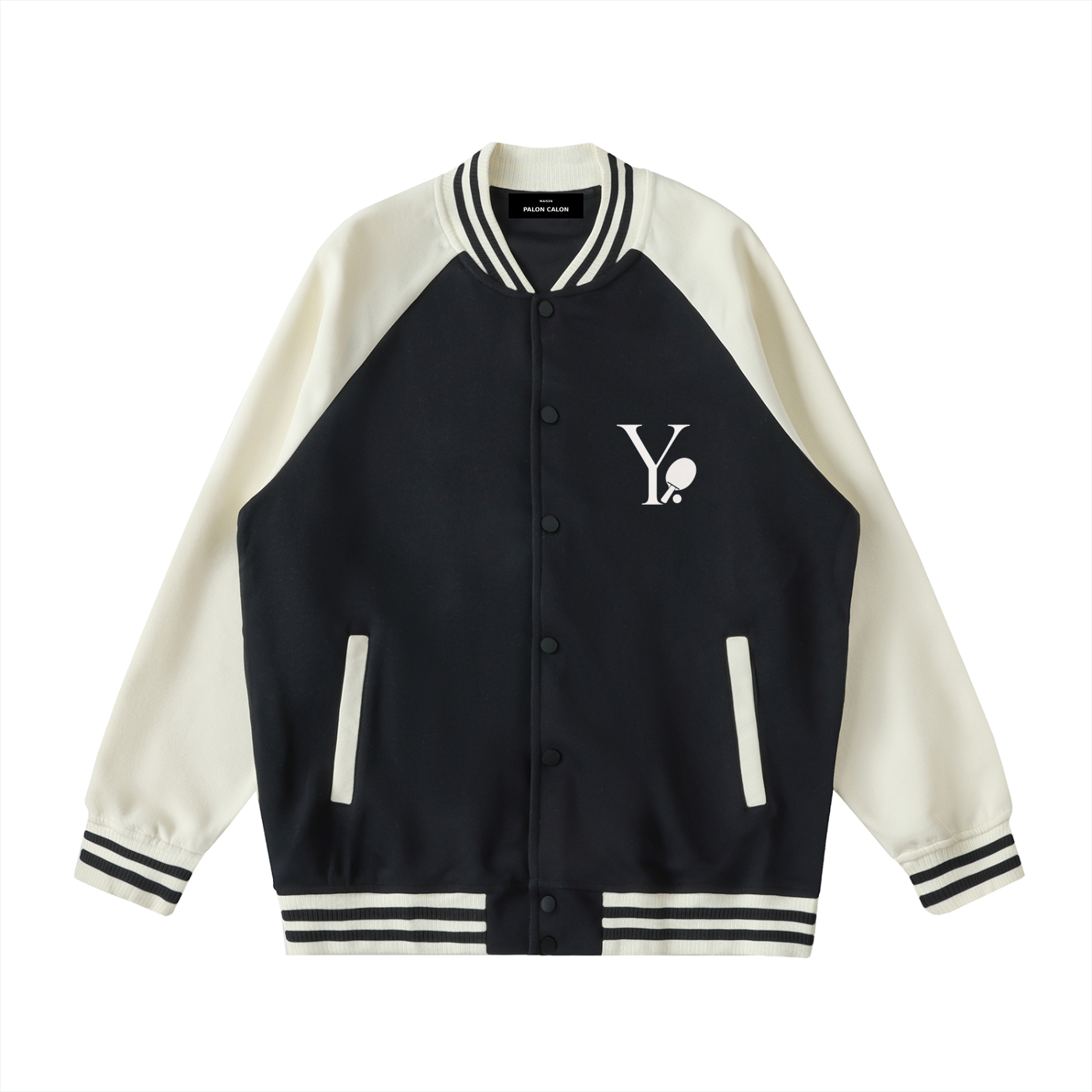 ユニセックス ツートーン ラグラン バーシティジャケット — Unisex Two-Tone Raglan Varsity Jacket