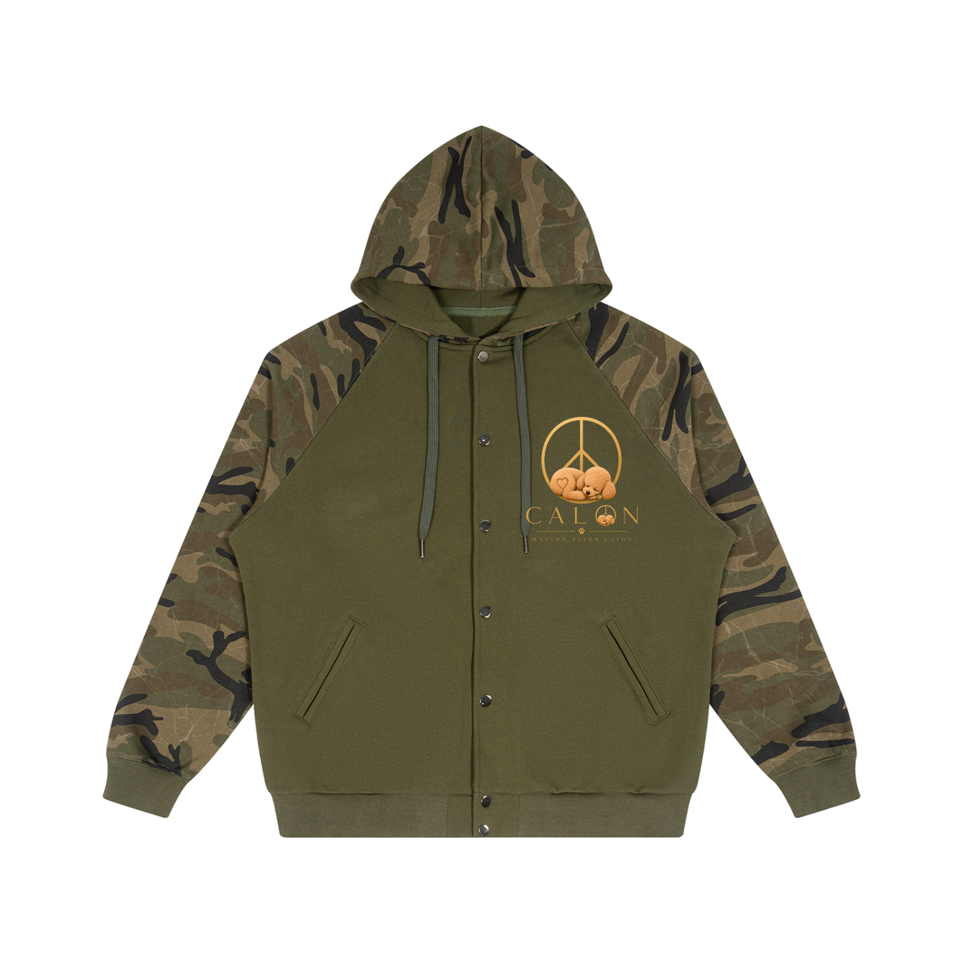 ユニセックス カモスプライス ラグラン ジップパーカ — Unisex Camo-Splice Raglan Zip Hoodie