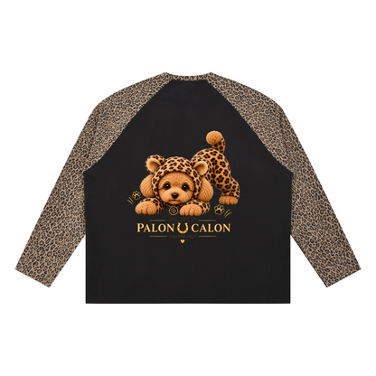 LEOPARD | レオパード柄 パネル ラグランスリーブ Tシャツ（ユニセックス）/ Unisex Leopard Panel Raglan Sleeve T-Shirt