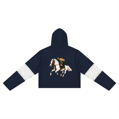 Women’s Cropped Lace-Panel Hoodie
