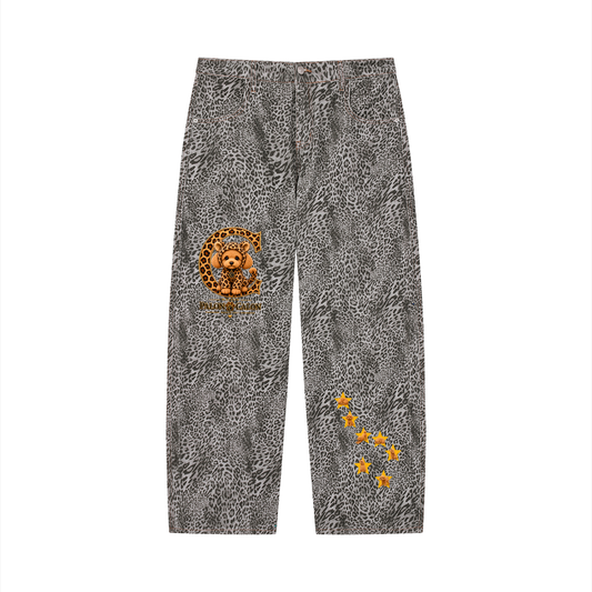 LEOPARD | ヴィンテージウォッシュ レオパード ワイドレッグパンツ — ユニセックス