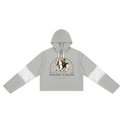 Women’s Cropped Lace-Panel Hoodie