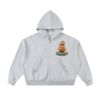 IKEBUKURO | フリース裏地 ボックスシルエット フルジップパーカー / Fleeced Full-Zip Boxy Hoodie
