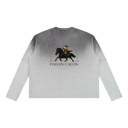 ユニセックス ヴィンテージウォッシュ レイヤード ロングスリーブ Tシャツ — Unisex Vintage Wash Layered Long-Sleeve T-Shirt