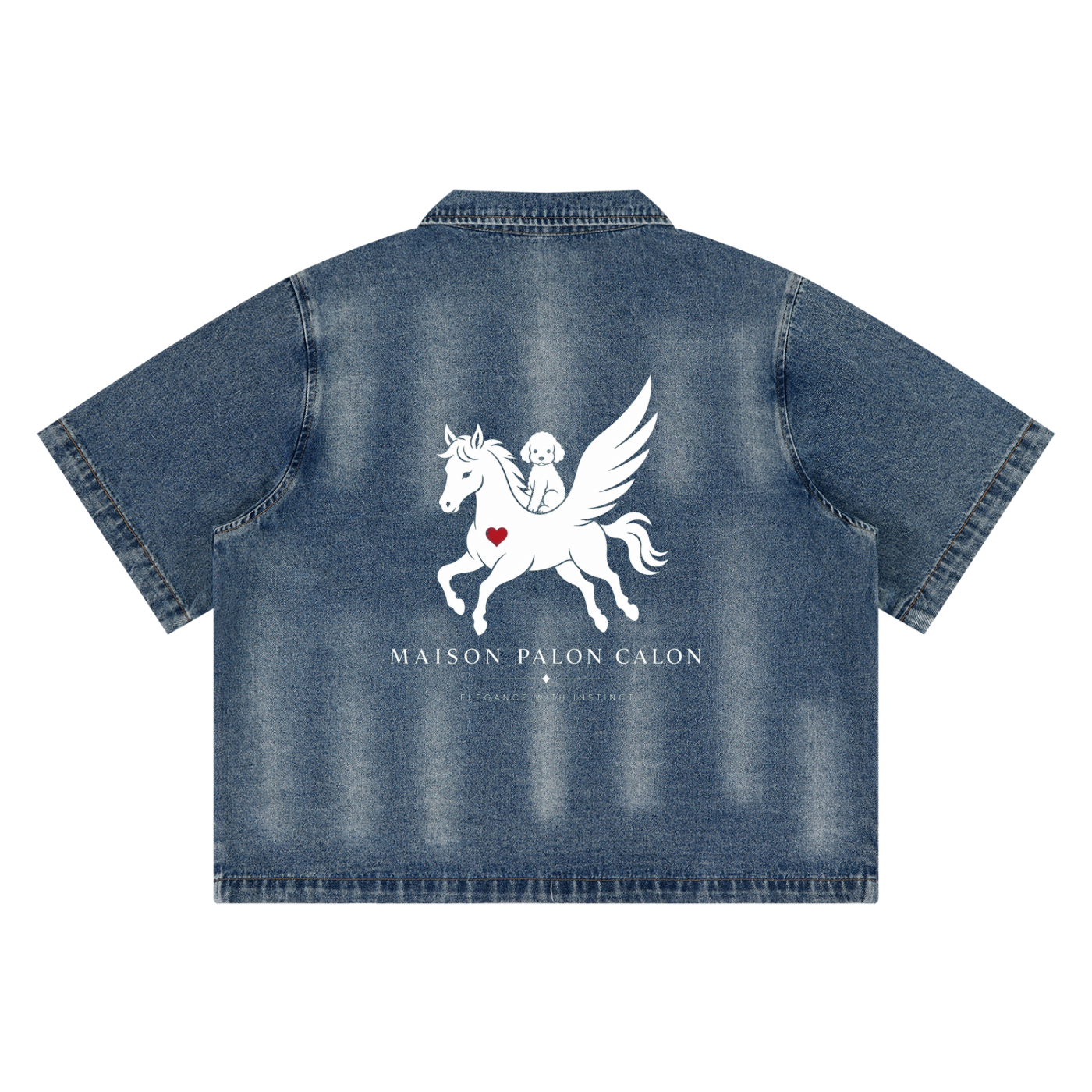 Unisex Vintage Washed Full-Zip Denim Shirt