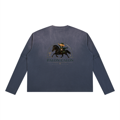 ユニセックス ヴィンテージウォッシュ レイヤード ロングスリーブ Tシャツ — Unisex Vintage Wash Layered Long-Sleeve T-Shirt