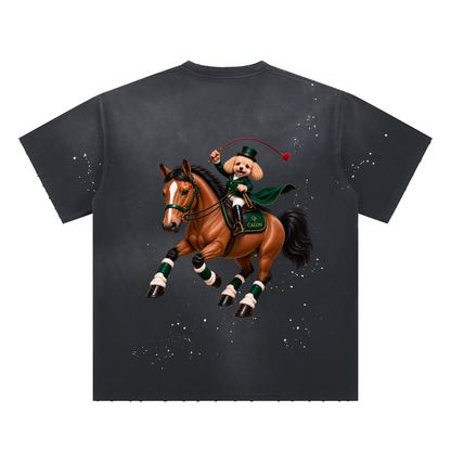 EQUESTRIAN CALON | ハンドフレイヤード サンフェード ペイントスプラッター Tシャツ / Hand-Frayed Sunfade Paint Splatter T-Shirt