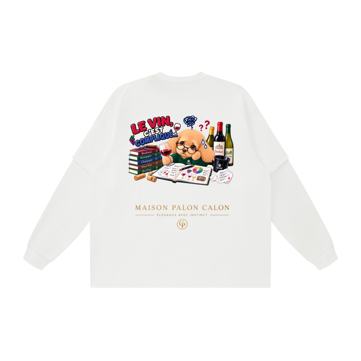 WINE SCHOLAR CALON | レイヤード オーバーサイズ Tシャツ（ユニセックス）/ Unisex Layered Oversized T-Shirt