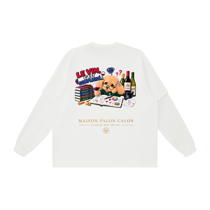 WINE SCHOLAR CALON | レイヤード オーバーサイズ Tシャツ（ユニセックス）/ Unisex Layered Oversized T-Shirt