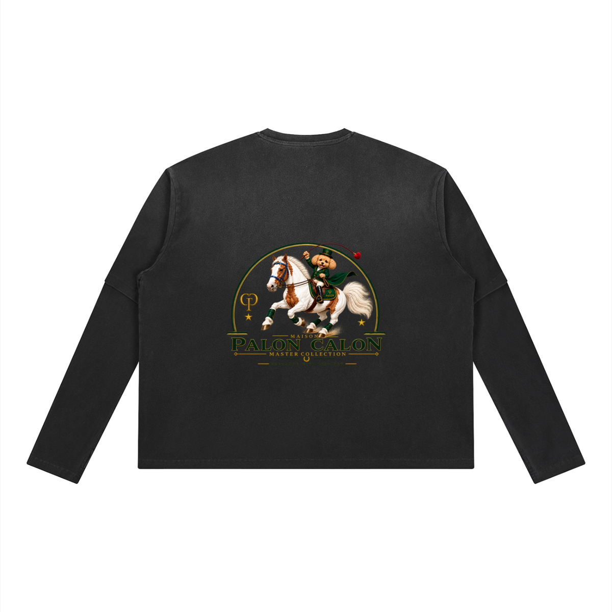 EQUESTRIAN CALON | ユニセックス ヴィンテージウォッシュ レイヤード ロングスリーブ Tシャツ — Unisex Vintage Wash Layered Long-Sleeve T-Shirt