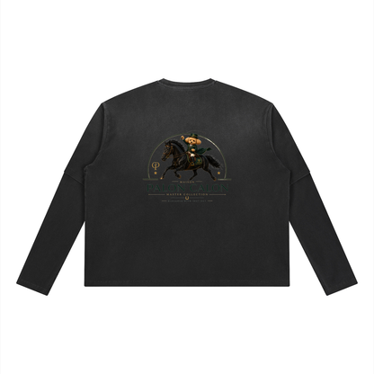 ユニセックス ヴィンテージウォッシュ レイヤード ロングスリーブ Tシャツ — Unisex Vintage Wash Layered Long-Sleeve T-Shirt