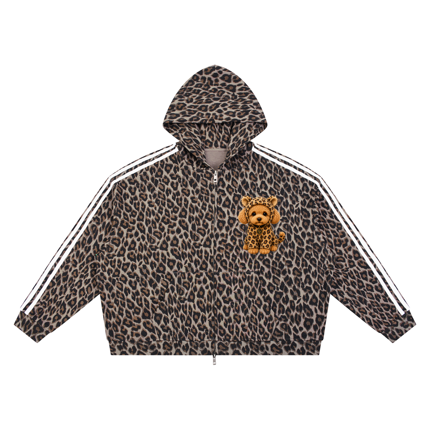 Unisex Leopard Full Zip Hoodie
