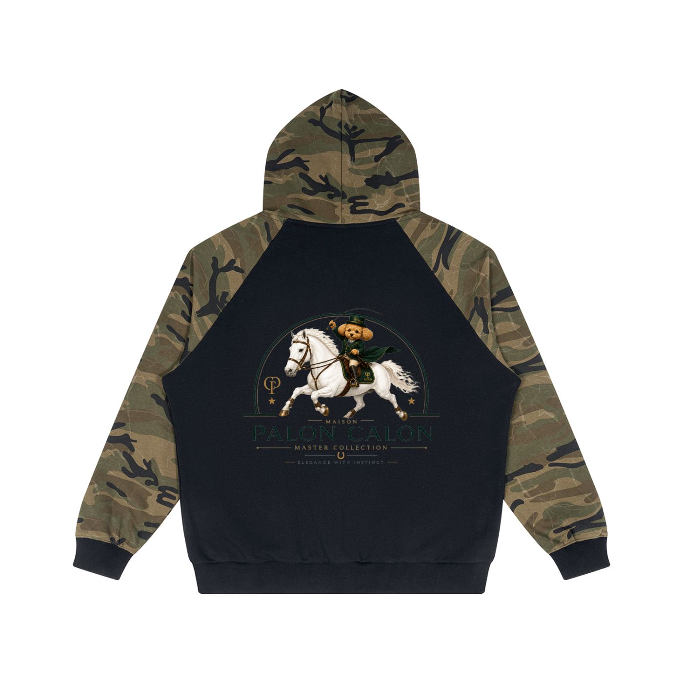 ユニセックス カモスプライス ラグラン ジップフーディー — Unisex Camo-Splice Raglan Zip Hoodie